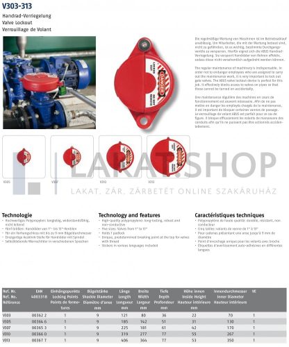 ABUS V313 LOTO munkavédelmi szelep kizáró - 003677