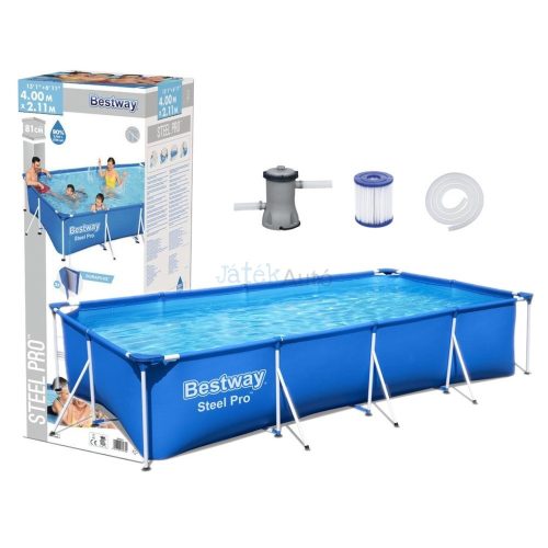 Bestway 56424 Fémvázas medence szögletes 400x211x81cm