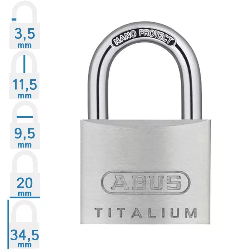 ABUS 64TI/20 KA6206 egységkulcsos lakat tetszőleges darabszámban