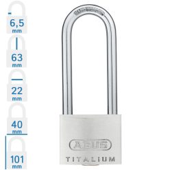   ABUS 64TI/40HB63 KA6416 hosszúkengyelű egységkulcsos lakat tetszőleges darabszámban