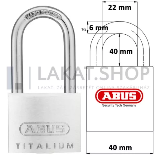 ABUS 727TI/40HB40 hosszúkengyelű lakat