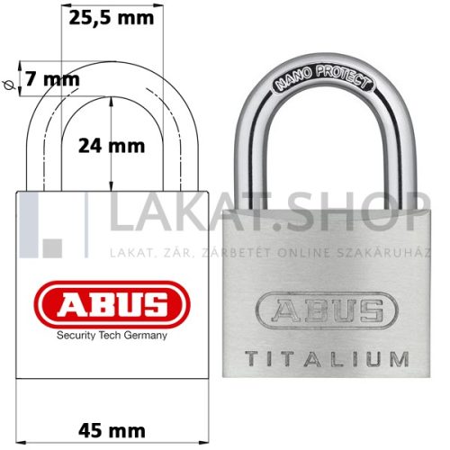 ABUS 64TI/45 KA6456 egységkulcsos lakat tetszőleges darabszámban