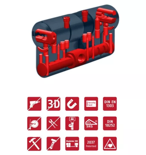 Abus Bravus 3500 MX Magnet vészfunkciós prémium biztonsági zárbetét 30/50