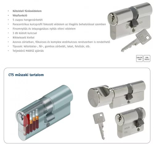 Abus A91 (CT5N) gombos zárbetét 30/65