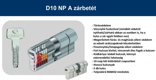 Abus D10PS NP KA gombos zárbetét - Több zárbetét azonos kulccsal 40/55