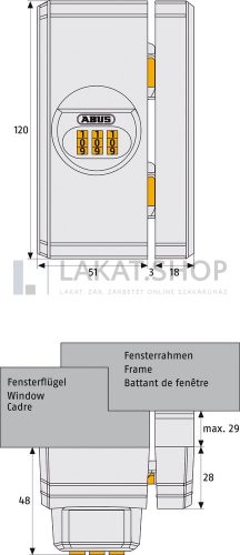 ABUS FTS106 kifeszítésgátló számzáras ablakzár - Fehér