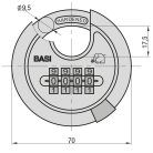 Basi RVS 610Z 70 számzáras diszkosz lakat