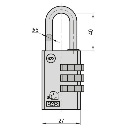 Basi VHS 622 25 számzáras réz lakat
