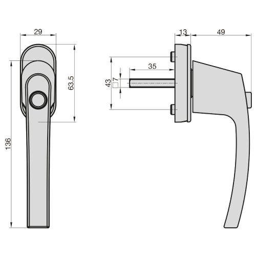 Basi FG 515 W nyomógombos ablakkilincs