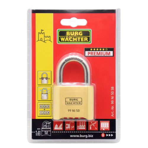 Burg Wachter No 99 Ni 50 SB rozsdamentes biztonsági számzáras lakat
