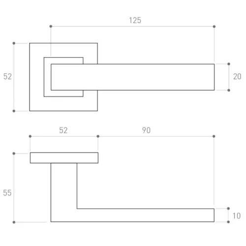 Metal-Bud TOPAZ szögletes rozettás kilincs