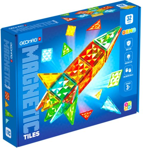 Geomag Magnetic Tiles Gems Rocket 32 darabos mágneses építőjáték