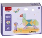 Mágneses tangram 28 db+feladvány kártyák+megfejtések