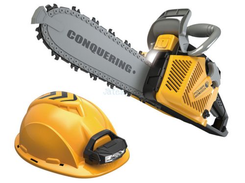 Power Tools elemes játék láncfűrész és világító védősisak