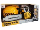 Power Tools elemes játék láncfűrész és világító védősisak