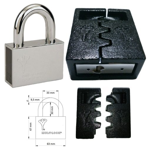 Mul-T-Lock C-10 biztonsági lakat + C-10 lakatpajzs (egykulcsos lakatok)